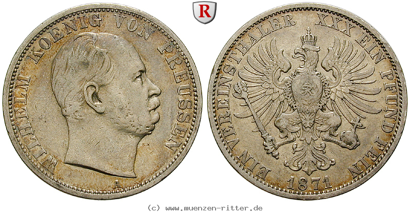 Klicken Sie auf das Bild um es auf Ihrem Rechner zu speichern brandenburg-preussen-wilhelm-i-vereinstaler/100270.jpg