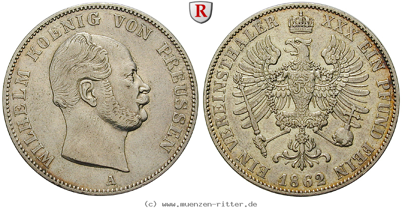 Klicken Sie auf das Bild um es auf Ihrem Rechner zu speichern brandenburg-preussen-wilhelm-i-vereinstaler/100285.jpg