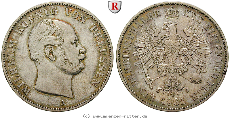 Klicken Sie auf das Bild um es auf Ihrem Rechner zu speichern brandenburg-preussen-wilhelm-i-vereinstaler/100286.jpg
