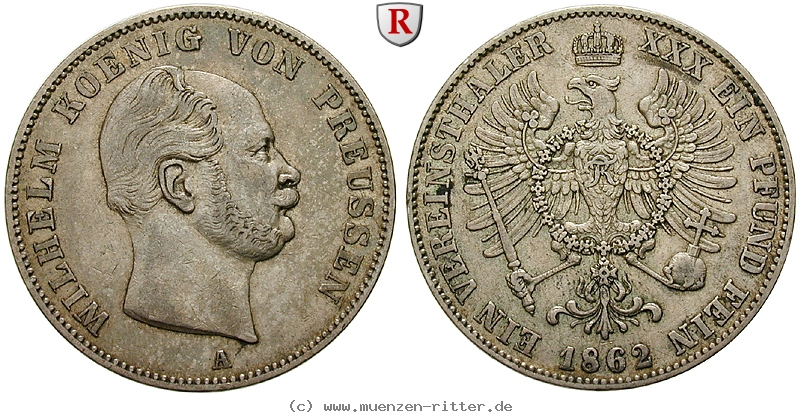 Klicken Sie auf das Bild um es auf Ihrem Rechner zu speichern brandenburg-preussen-wilhelm-i-vereinstaler/101406.jpg