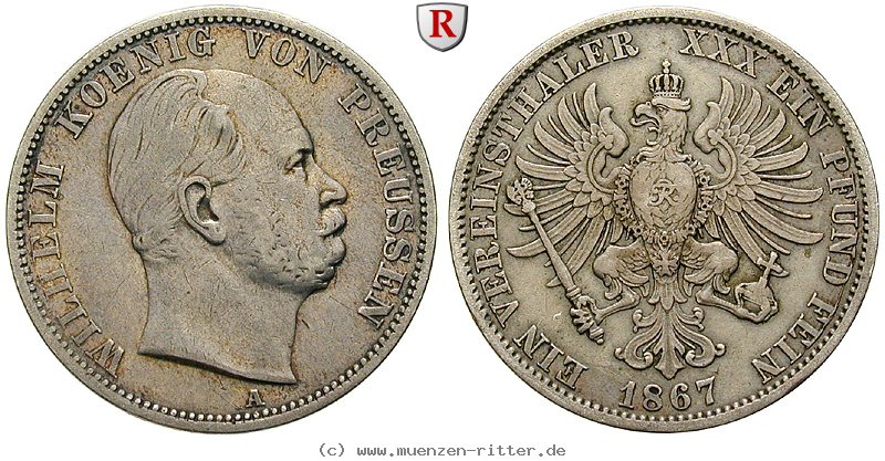 Klicken Sie auf das Bild um es auf Ihrem Rechner zu speichern brandenburg-preussen-wilhelm-i-vereinstaler/101407.jpg