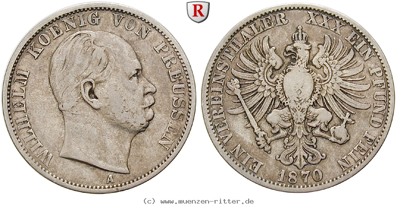 Klicken Sie auf das Bild um es auf Ihrem Rechner zu speichern brandenburg-preussen-wilhelm-i-vereinstaler/27446.jpg