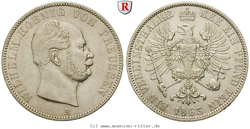 Klicken Sie auf das Bild um es auf Ihrem Rechner zu speichern brandenburg-preussen-wilhelm-i-vereinstaler/51085.jpg