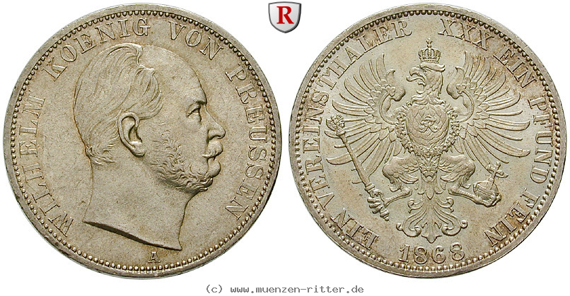Klicken Sie auf das Bild um es auf Ihrem Rechner zu speichern brandenburg-preussen-wilhelm-i-vereinstaler/51359.jpg