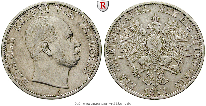 Klicken Sie auf das Bild um es auf Ihrem Rechner zu speichern brandenburg-preussen-wilhelm-i-vereinstaler/79601.jpg