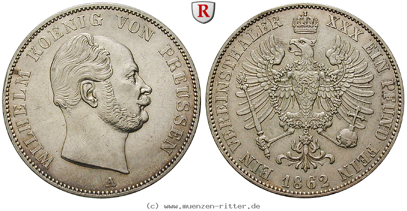 Klicken Sie auf das Bild um es auf Ihrem Rechner zu speichern brandenburg-preussen-wilhelm-i-vereinstaler/85143.jpg