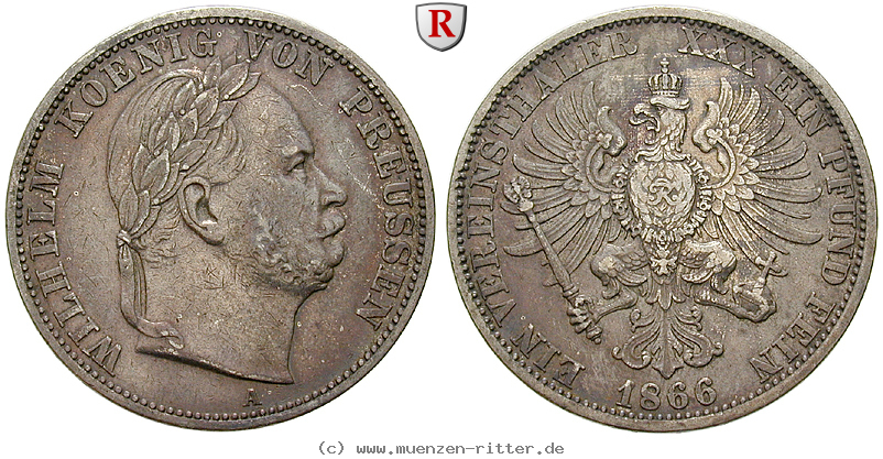 Klicken Sie auf das Bild um es auf Ihrem Rechner zu speichern brandenburg-preussen-wilhelm-i-vereinstaler/94283.jpg