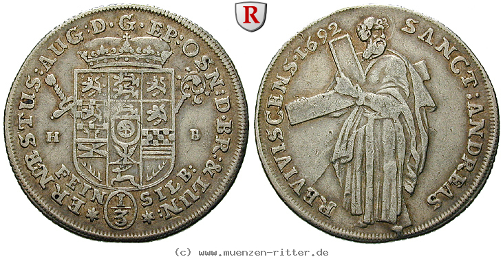 Klicken Sie auf das Bild um es auf Ihrem Rechner zu speichern braunschweig-ernst-august-1-3-taler/92897.jpg