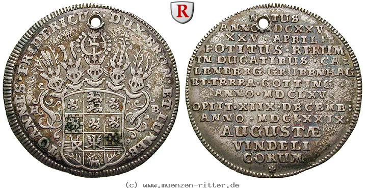 Klicken Sie auf das Bild um es auf Ihrem Rechner zu speichern braunschweig-johann-friedrich-1-4-taler/22257.jpg