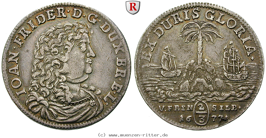 Klicken Sie auf das Bild um es auf Ihrem Rechner zu speichern braunschweig-johann-friedrich-2-3-taler/96340.jpg
