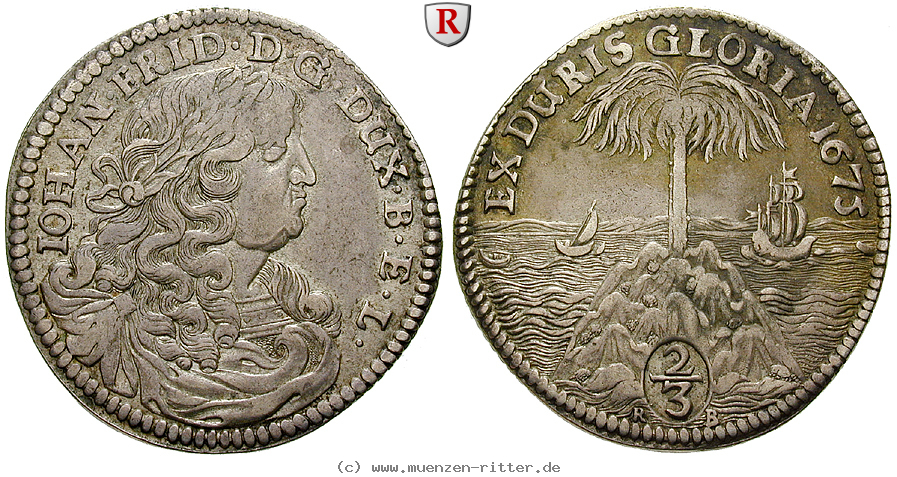 Klicken Sie auf das Bild um es auf Ihrem Rechner zu speichern braunschweig-johann-friedrich-2-3-taler/98761.jpg