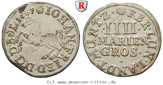 Klicken Sie auf das Bild um es auf Ihrem Rechner zu speichern braunschweig-johann-friedrich-4-mariengroschen/31398.jpg