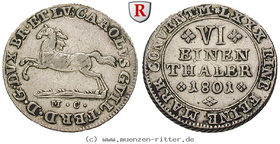 Klicken Sie auf das Bild um es auf Ihrem Rechner zu speichern braunschweig-karl-wilhelm-ferdinand-1-6-taler/20566.jpg