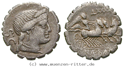 Klicken Sie auf das Bild um es auf Ihrem Rechner zu speichern c-naevius-balbus-denar-serratus/12881.jpg