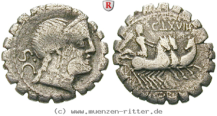 Klicken Sie auf das Bild um es auf Ihrem Rechner zu speichern c-naevius-balbus-denar-serratus/36694.jpg