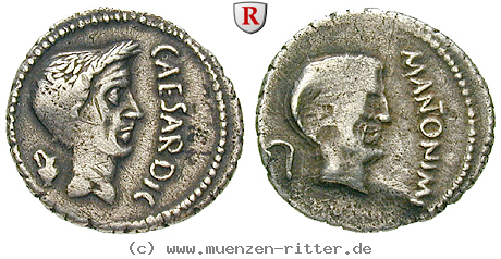 Klicken Sie auf das Bild um es auf Ihrem Rechner zu speichern caius-iulius-caesar-und-marcus-antonius-denar/46437.jpg