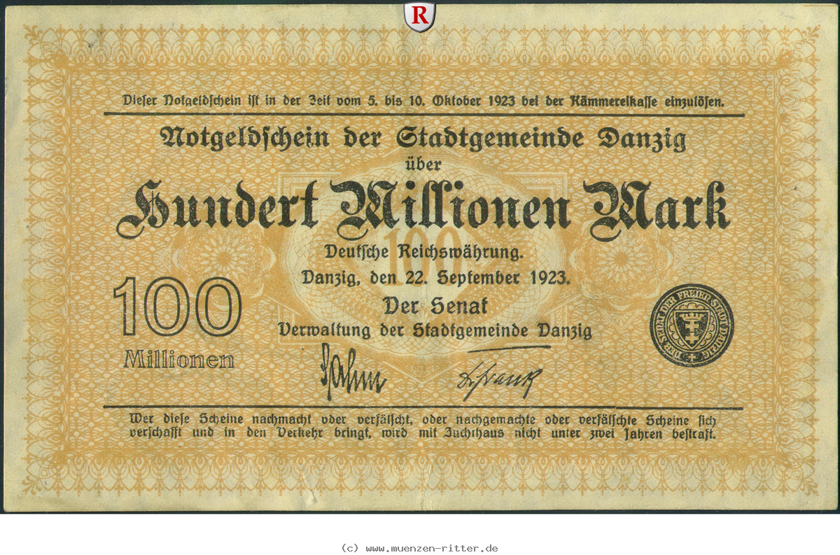 Klicken Sie auf das Bild um es auf Ihrem Rechner zu speichern danzig-100-mio-mark/30968.jpg