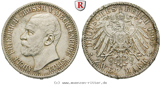 Klicken Sie auf das Bild um es auf Ihrem Rechner zu speichern deutsches-kaiserreich-adolf-friedrich-v-2-mark/71187.jpg