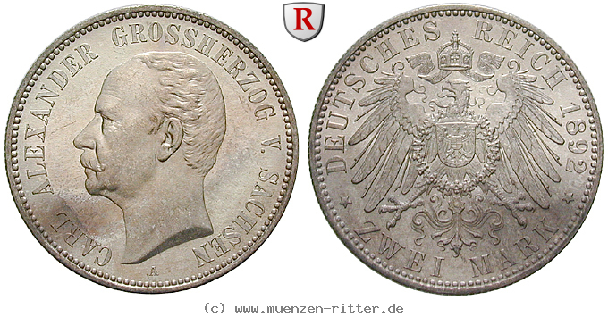 Klicken Sie auf das Bild um es auf Ihrem Rechner zu speichern deutsches-kaiserreich-carl-alexander-2-mark/26743.jpg