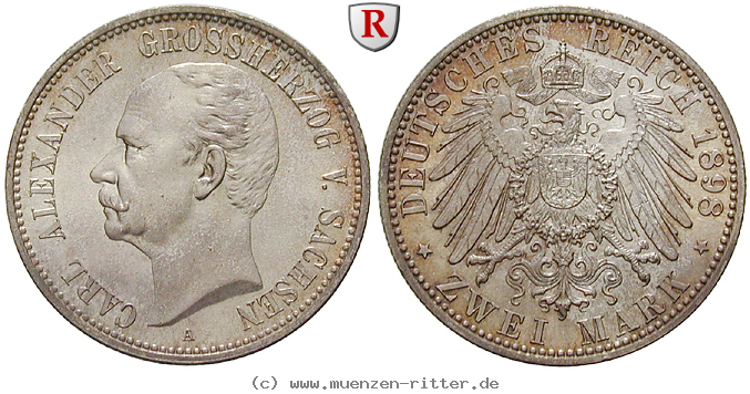 Klicken Sie auf das Bild um es auf Ihrem Rechner zu speichern deutsches-kaiserreich-carl-alexander-2-mark/26744.jpg