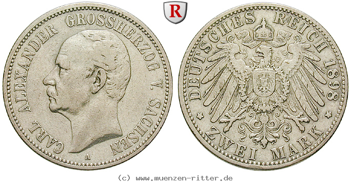 Klicken Sie auf das Bild um es auf Ihrem Rechner zu speichern deutsches-kaiserreich-carl-alexander-2-mark/53406.jpg