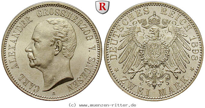 Klicken Sie auf das Bild um es auf Ihrem Rechner zu speichern deutsches-kaiserreich-carl-alexander-2-mark/58832.jpg