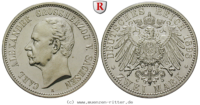 Klicken Sie auf das Bild um es auf Ihrem Rechner zu speichern deutsches-kaiserreich-carl-alexander-2-mark/84939.jpg