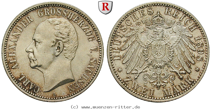 Klicken Sie auf das Bild um es auf Ihrem Rechner zu speichern deutsches-kaiserreich-carl-alexander-2-mark/89615.jpg