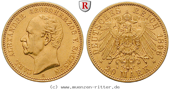 Klicken Sie auf das Bild um es auf Ihrem Rechner zu speichern deutsches-kaiserreich-carl-alexander-20-mark/100222.jpg