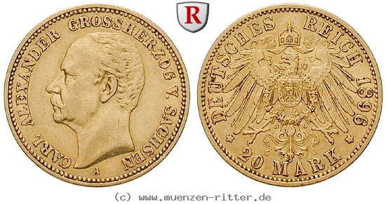 Klicken Sie auf das Bild um es auf Ihrem Rechner zu speichern deutsches-kaiserreich-carl-alexander-20-mark/42280.jpg