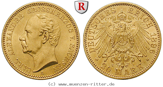 Klicken Sie auf das Bild um es auf Ihrem Rechner zu speichern deutsches-kaiserreich-carl-alexander-20-mark/90180.jpg