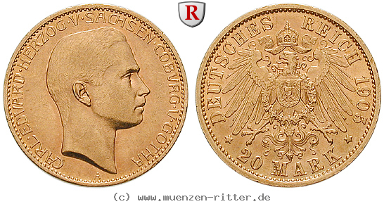 Klicken Sie auf das Bild um es auf Ihrem Rechner zu speichern deutsches-kaiserreich-carl-eduard-20-mark/102646.jpg
