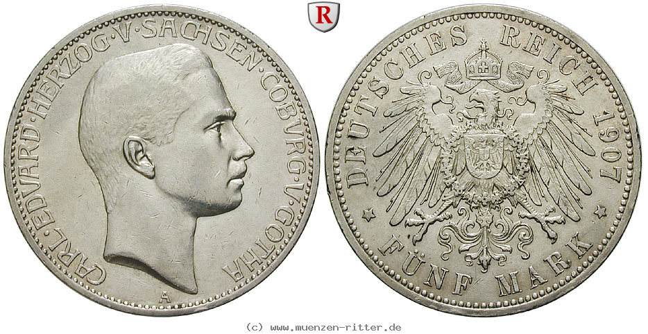 Klicken Sie auf das Bild um es auf Ihrem Rechner zu speichern deutsches-kaiserreich-carl-eduard-5-mark/79573.jpg