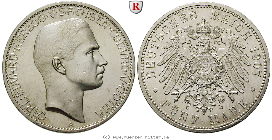 Klicken Sie auf das Bild um es auf Ihrem Rechner zu speichern deutsches-kaiserreich-carl-eduard-5-mark/84930.jpg