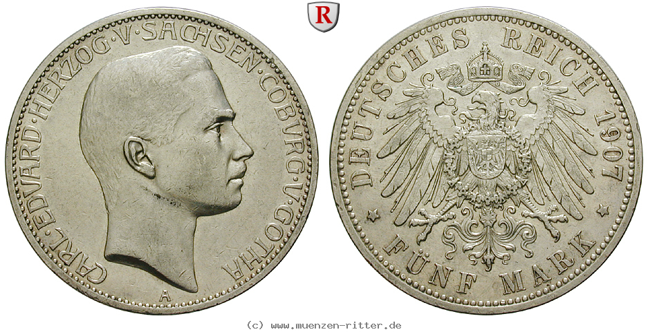Klicken Sie auf das Bild um es auf Ihrem Rechner zu speichern deutsches-kaiserreich-carl-eduard-5-mark/88950.jpg