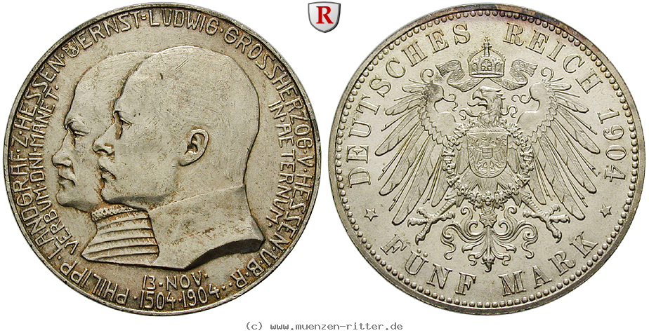 Klicken Sie auf das Bild um es auf Ihrem Rechner zu speichern deutsches-kaiserreich-ernst-ludwig-5-mark/102793.jpg