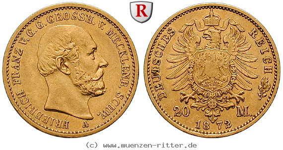Klicken Sie auf das Bild um es auf Ihrem Rechner zu speichern deutsches-kaiserreich-friedrich-franz-ii-20-mark/103405.jpg