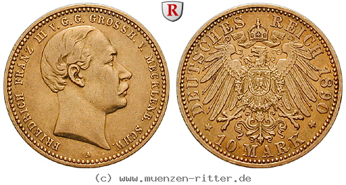 Klicken Sie auf das Bild um es auf Ihrem Rechner zu speichern deutsches-kaiserreich-friedrich-franz-iii-10-mark/103407.jpg