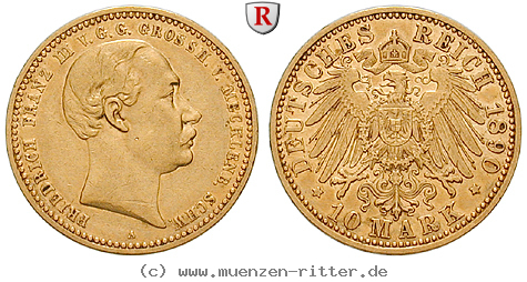 Klicken Sie auf das Bild um es auf Ihrem Rechner zu speichern deutsches-kaiserreich-friedrich-franz-iii-10-mark/70618.jpg