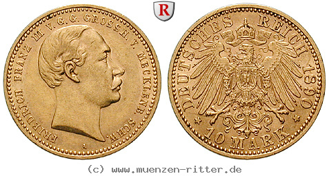 Klicken Sie auf das Bild um es auf Ihrem Rechner zu speichern deutsches-kaiserreich-friedrich-franz-iii-10-mark/79962.jpg