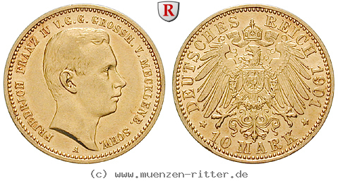 Klicken Sie auf das Bild um es auf Ihrem Rechner zu speichern deutsches-kaiserreich-friedrich-franz-iv-10-mark/71563.jpg