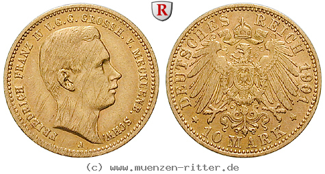 Klicken Sie auf das Bild um es auf Ihrem Rechner zu speichern deutsches-kaiserreich-friedrich-franz-iv-10-mark/78861.jpg
