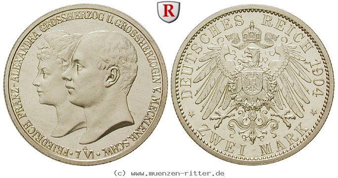 Klicken Sie auf das Bild um es auf Ihrem Rechner zu speichern deutsches-kaiserreich-friedrich-franz-iv-2-mark/53362.jpg