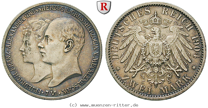 Klicken Sie auf das Bild um es auf Ihrem Rechner zu speichern deutsches-kaiserreich-friedrich-franz-iv-2-mark/69169.jpg