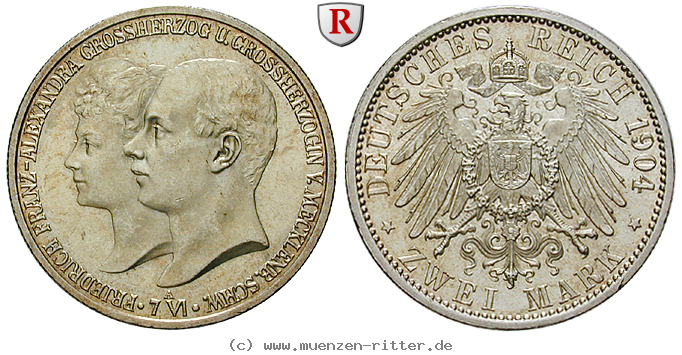 Klicken Sie auf das Bild um es auf Ihrem Rechner zu speichern deutsches-kaiserreich-friedrich-franz-iv-2-mark/70382.jpg