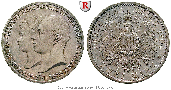 Klicken Sie auf das Bild um es auf Ihrem Rechner zu speichern deutsches-kaiserreich-friedrich-franz-iv-2-mark/91516.jpg