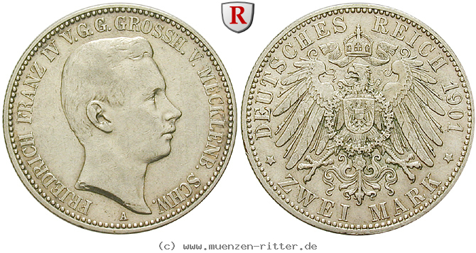 Klicken Sie auf das Bild um es auf Ihrem Rechner zu speichern deutsches-kaiserreich-friedrich-franz-iv-2-mark/ejae7640.jpg