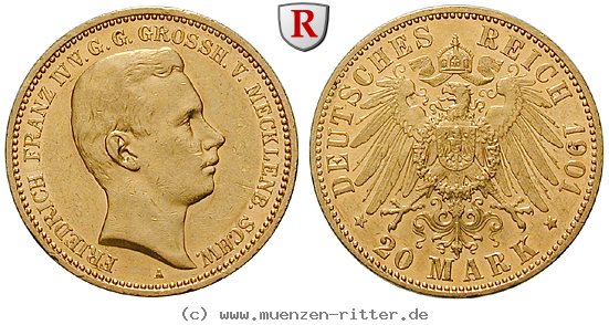 Klicken Sie auf das Bild um es auf Ihrem Rechner zu speichern deutsches-kaiserreich-friedrich-franz-iv-20-mark/79958.jpg