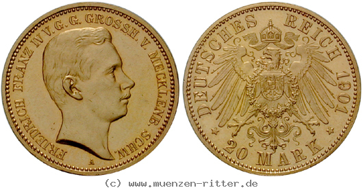Klicken Sie auf das Bild um es auf Ihrem Rechner zu speichern deutsches-kaiserreich-friedrich-franz-iv-20-mark/ejae11384.jpg