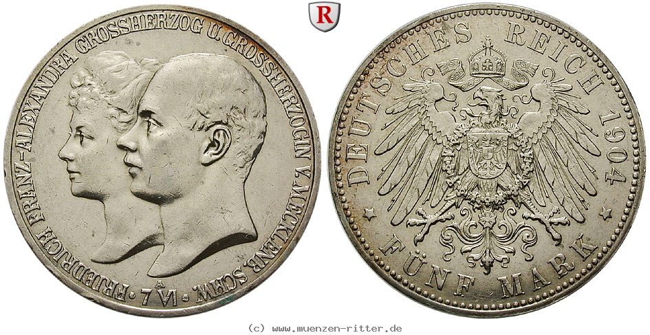 Klicken Sie auf das Bild um es auf Ihrem Rechner zu speichern deutsches-kaiserreich-friedrich-franz-iv-5-mark/101667.jpg